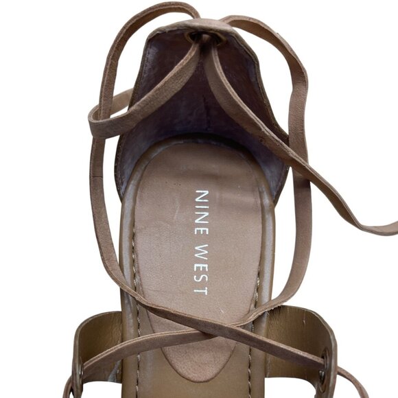 Nine West Sorcerer Womens Natural Tan Lace-Up Gladiator Wedge Sandals Size 10M - Picture 6 of 9